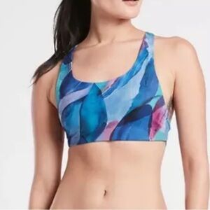 NWOT Athleta Malibu Printed Swim Bikini Top Size L